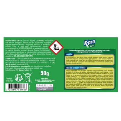 Fumigène tout insecte 50g K-PRO Vert