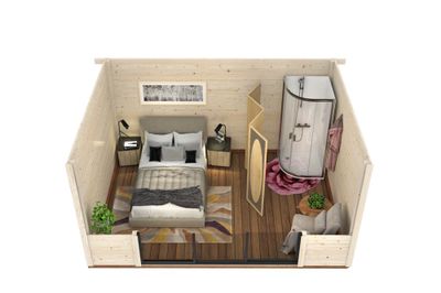 Studio bois Bois Naturel  Lydia 14,4m2 Livraison à domicile incluse