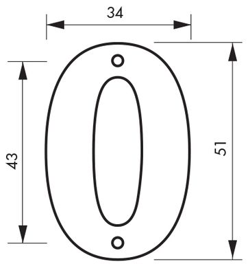 Chiffre 0 à visser hauteur 51 mm laiton THIRARD