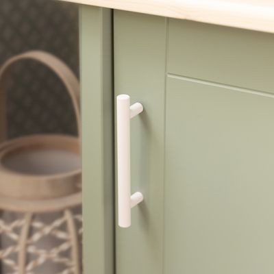 Poignée de meuble cylindrique inox blanc mat entraxe 96 mm REI