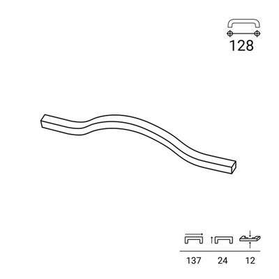 Poignée de meuble aluminium doré mat entraxe 128 mm par 4 REI