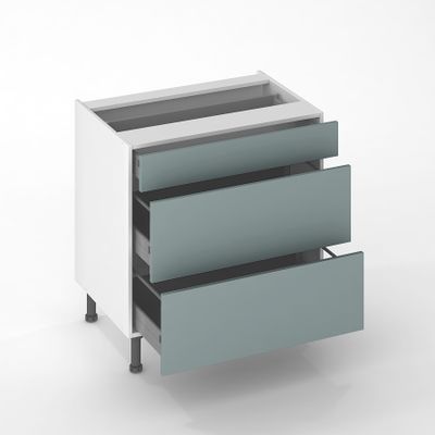 Façade tiroir pour meuble de cuisine Lotus vert d'eau mat 13,8 x 80 cm OFITRES