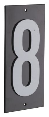 Plaque chiffre 8  à visser 56 x 130 mm fond noir THIRARD