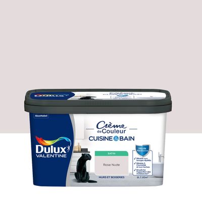 Peinture Crème de Couleur Cuisine et Bain Satin Rose Nude 2 L - DULUX VALENTINE