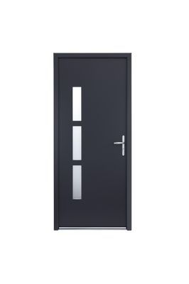 Porte d'entrée monobloc aluminium gris ext/blanc int poussant gauche H.215 x l.90 cm CLOSY