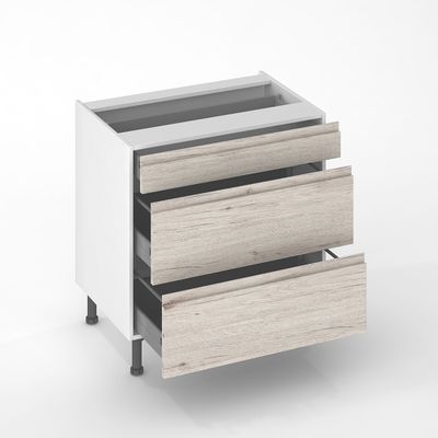 Façade tiroir effet bois blanchi avec poignée intégrée pour meuble de cuisine Syncron ANV-01 OAK 27,6 x 80 cm OFITRES