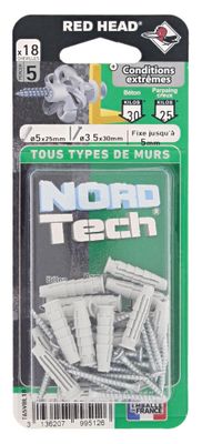 Chevilles Nordtech 8 x 40 mm et vis 5 x 50 par 8 RED HEAD