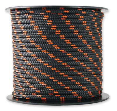 Corde tressée polyester/polyamide résistance 200 kg 3 mm 25 m noir et orange CHAPUIS