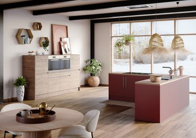 Porte effet bois naturel avec poignée intégrée pour meuble de cuisine Syncron ANV-02 OAK 70 x 60 cm OFITRES