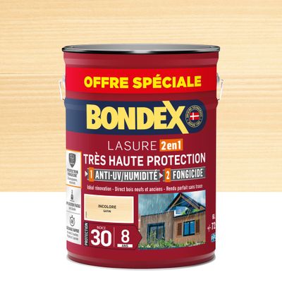Lasure très haute protection 8 ans incolore format spécial 6 L - BONDEX