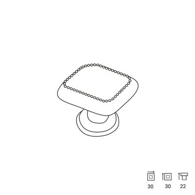 Bouton de meuble carré vieux laiton 30 x 30 mm REI