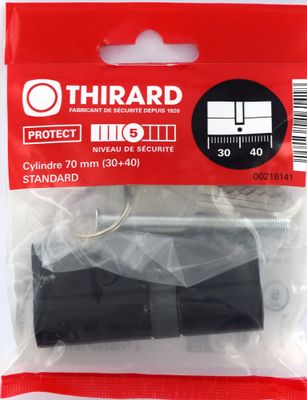 Cylindre de serrure standard 30 x 40 mm noir 3 clés THIRARD