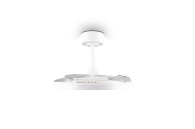 Ventilateur de plafond à pales rétractables LED + télécommande Blanc Ø106cm - Kasfjord REALITY