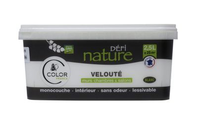 Peinture naturelle murale Blanc velours 2,5 L - DEFI NATURE