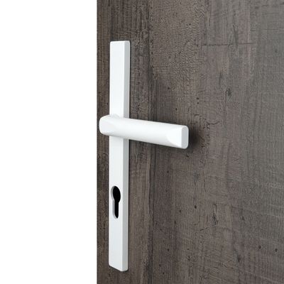 Poignées de porte col court plaque étroite Loft blanc mat à cylindre ALPERTEC