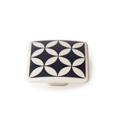 Bouton de meuble carré carreau ciment noir et beige  37 x 37 mm REI