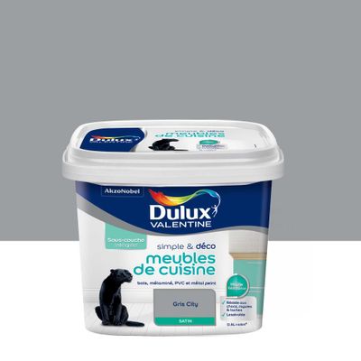 Peinture pour meubles de cuisine simple & déco Gris City Satin 0,5 L DULUX VALENTINE