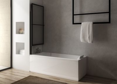 Pare-baignoire Baya 2 volets relevables coulissants profilé noir L 1230 x H 1400 mm JACUZZI