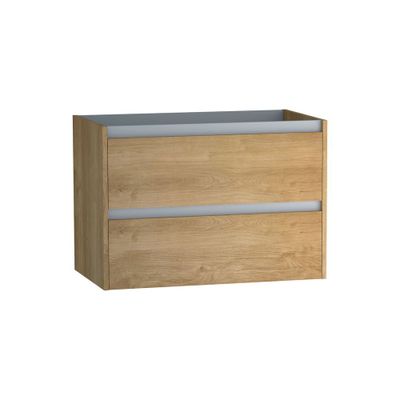 Caisson de salle de bains Thana 2 tiroirs L80 x H55 x P45 cm panneau de particules chêne naturel