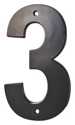 Chiffre 3 à visser hauteur 80 mm noir THIRARD