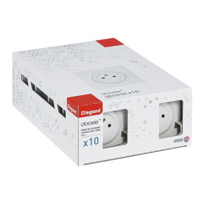 Prises 2 pôles + terre Dooxie affleurante blanc par 10 - LEGRAND