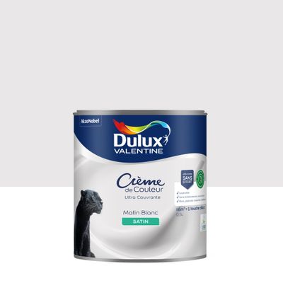 Peinture crème de couleur Matin Blanc satin 0,5L - DULUX VALENTINE