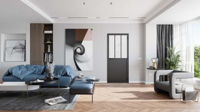 Bloc-porte aluminium noir style Atelier H.204 x l.73 cm avec vitrage verre dépoli blanc poussant gauche - OPTIMUM