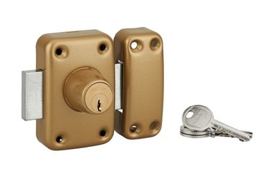 Verrou de porte d'entrée vitrée Apache à cylindre double entrée 60 mm doré 3 clés THIRARD
