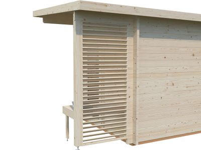 Sauna extérieur Palmako Sanna en bois naturel avec pergola - 8,9 m² - PALMAKO