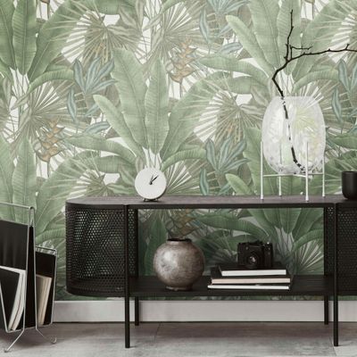 Papier peint pré-encollé effet sumatra vert 53 cm x 10 m AS CREATION