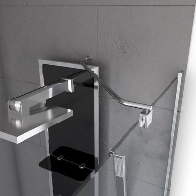 Barre de fixation d'angle chromee paroi de douche à l'italienne AURLANE