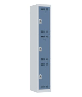Vestiaire monobloc 1 colonne 3 cases perle/bleu 180 x 30 x 50 - SNOR