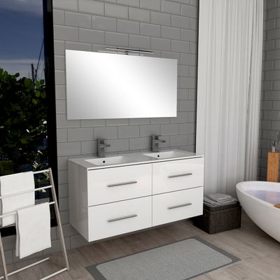 Meuble de salle de bains Volta 4 tiroirs L120 x H50 x P46 cm MDF blanc