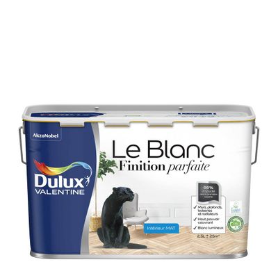 Peinture acrylique Finition Parfaite Blanc mat 2,5 L - DULUX VALENTINE