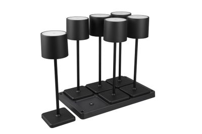 Lampes à poser extérieur rechargeables LED Fernandez NOIR IP54 130 lumens blanc variable CCT par 6 - REALITY