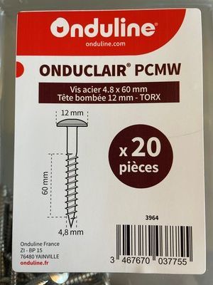 Vis plaque polycarbonate PCMW 60mm x 20 pièces - ONDULINE