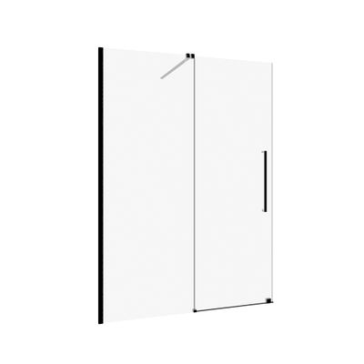Porte de douche coulissante 140x195 cm profilé noir verre transparent 6 mm Sliding - AURLANE
