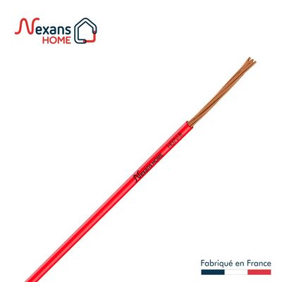 Fil électrique H07V-R 6 mm² semi-rigide rouge 5 m - NEXANS