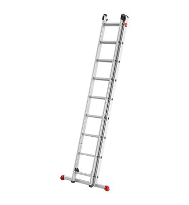 Echelle coulissante à main 2 plans 2 x 9 échelons 2,55 / 4,09 m ProfiStep Duo avec base rapportée aluminium - HAILO