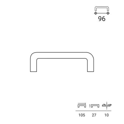 Poignée de meuble ABS blanc entraxe 96 mm par 6 REI