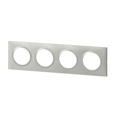 Plaque de finition 4 postes carrée Aluminium - Dooxie LEGRAND