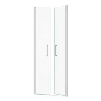 Porte de douche battante 80x200 cm profilé chrome verre transparent 6 mm Saloon - AURLANE