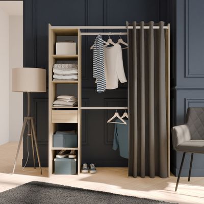 Kit de dressing effet chêne 183 X 144,2 x 50 cm + 1 tiroir CBA MEUBLES