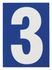 Plaque chiffre 3 adhésive 65 x 90 mm fond bleu THIRARD