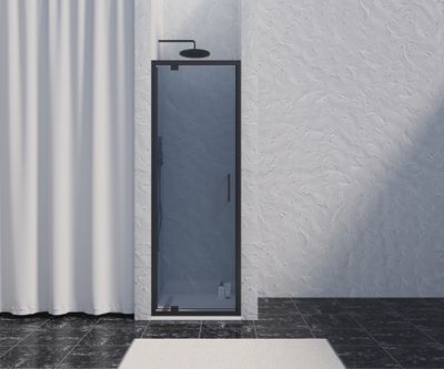 Porte de douche pivotante 80x200 cm profilé noir verre fumé 8 mm Signature - OCEA