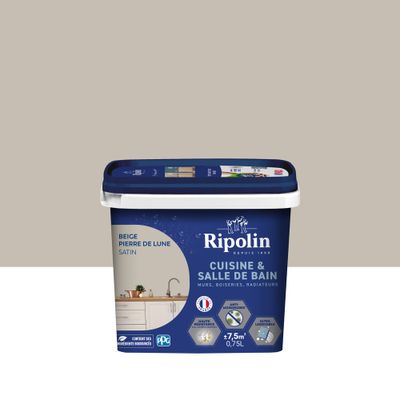 Peinture Cuisine & Bain Beige Pierre de lune satin 0,75 L - RIPOLIN