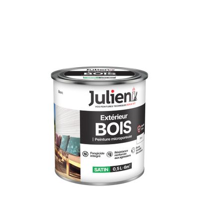 Peinture bois blanc satin 0,5 L - JULIEN