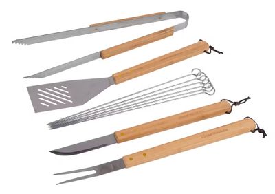 Ustensiles pour barbecue avec manche bois par 5 CAMPINGAZ