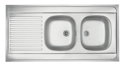 Evier de cuisine inox gris 120x60 cm 2 bac 1 egouttoir - FRANKE