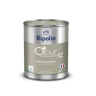 Peinture O'PUR Satin VERT BOURRACHE 2 L - RIPOLIN